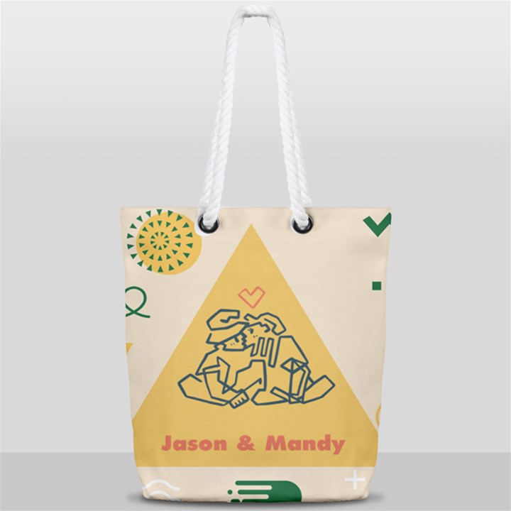 Couple Love Action Full Print Rope Handle Tote (Small)