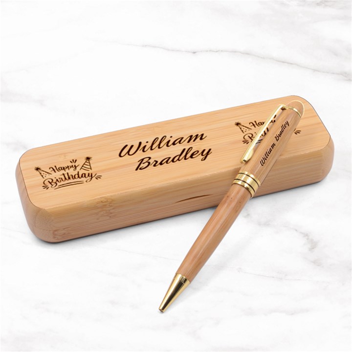 Personalized Happy Birthday Name Alderwood Pen Set