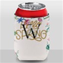 Personalized Spring Floral Initial Family Name Can Cooler View1