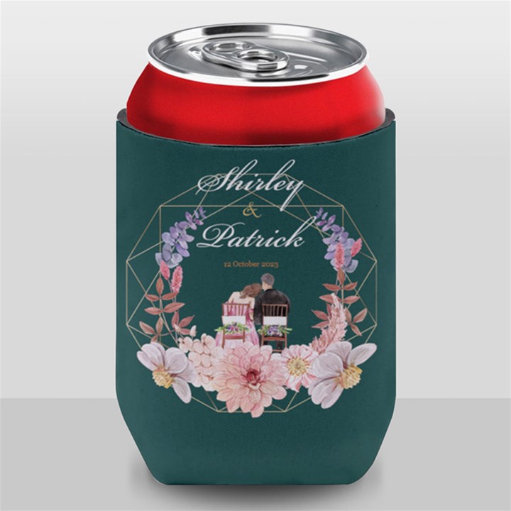 Personalized Wedding Illustration Family Name Can Cooler