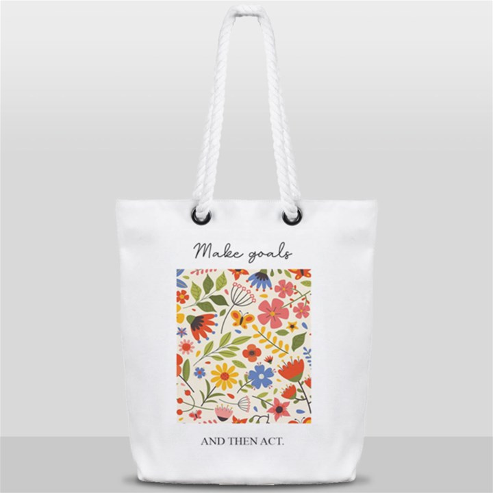 Flower Pattern Full Print Rope Handle Tote (Small)