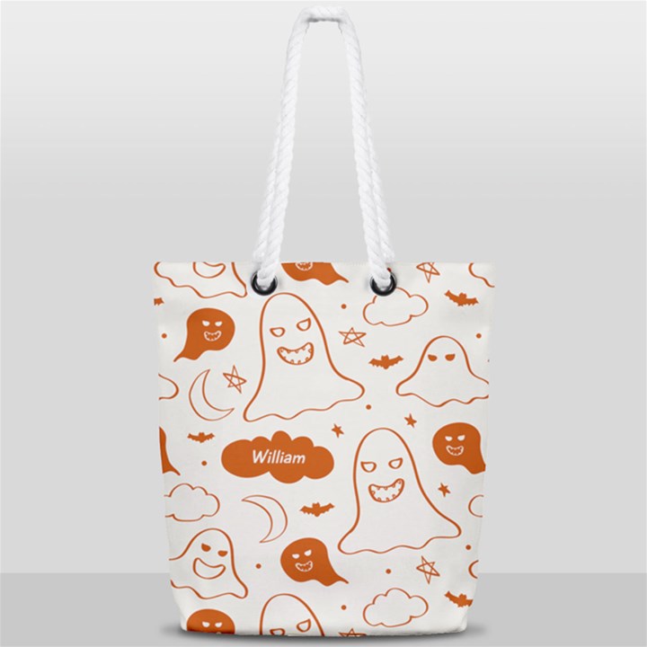 Halloween Pattern Full Print Rope Handle Tote (Small)