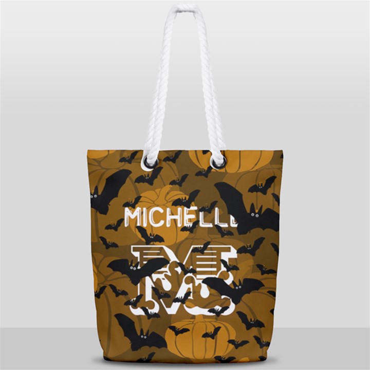 Halloween Pattern Full Print Rope Handle Tote (Small)