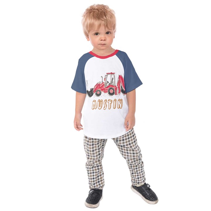 Personalized Tractor Boy Name Kids  Raglan T-Shirt