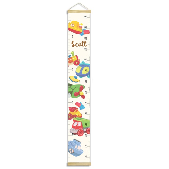 Personalized Transportation Name Growth Chart Height Ruler For Wall