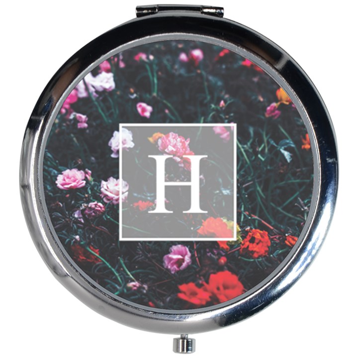 Personalized Initial Flower Mini Round Mirror Mini Round Mirror