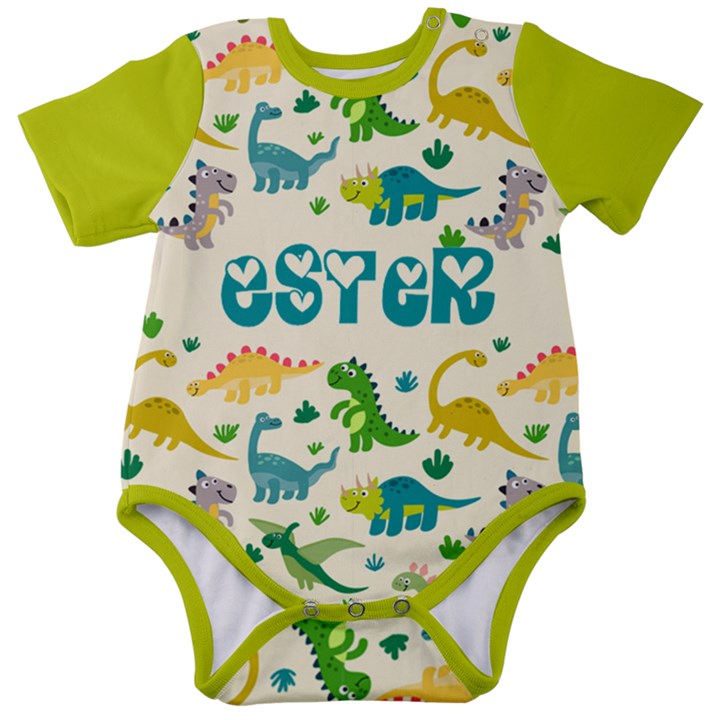 Personalized Dinosaur Name Baby Short Sleeve Bodysuit Baby Short Sleeve Bodysuit