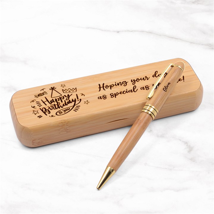 Personalized Happy Birthday Alderwood Pen Set