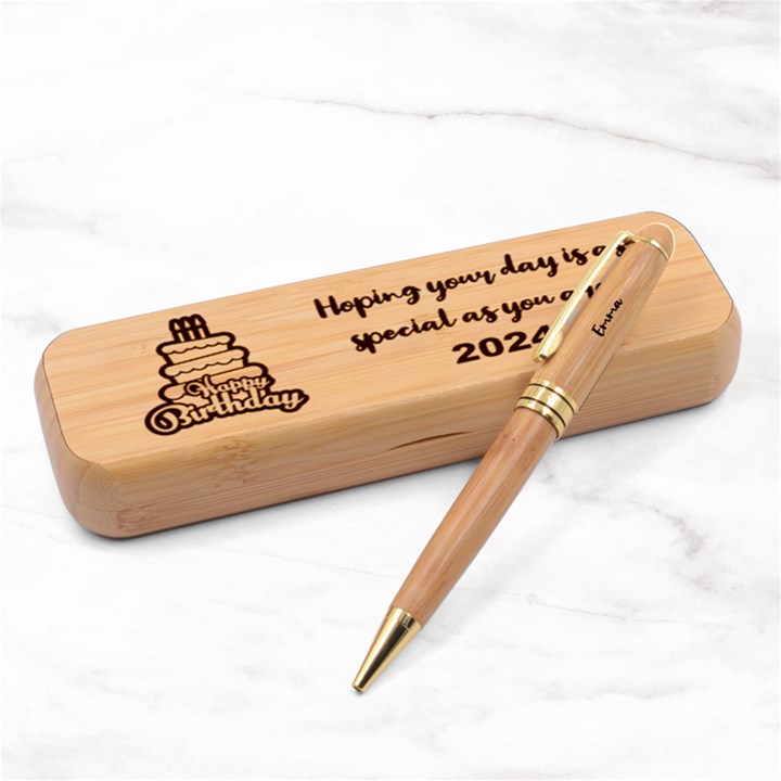 Personalized Happy Birthday Alderwood Pen Set