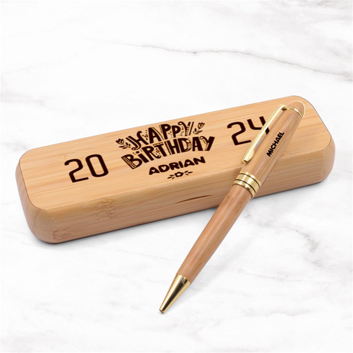 Personalized Happy Birthday Alderwood Pen Set