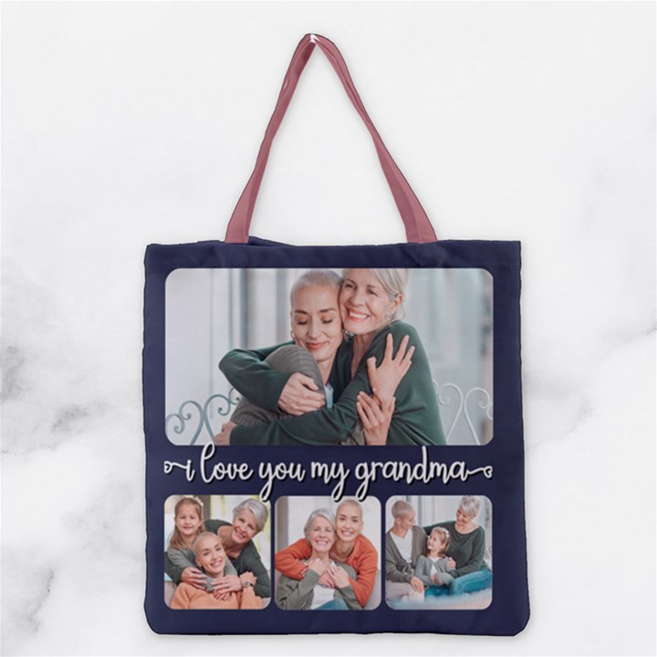 Personalized Phone Connected Heart Lover 4 Grid Grocery Tote Bag