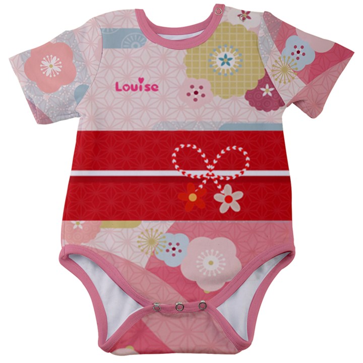 Personalized Kimono Pattern Name Baby Short Sleeve Bodysuit Baby Short Sleeve Bodysuit