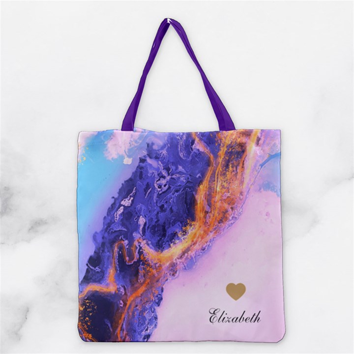Personalized Initial Name Marble Tote Bag Grocery Tote Bag
