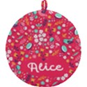 Personalized Spring Bird Floral Pattern Name Round Trivet Round Trivet View1