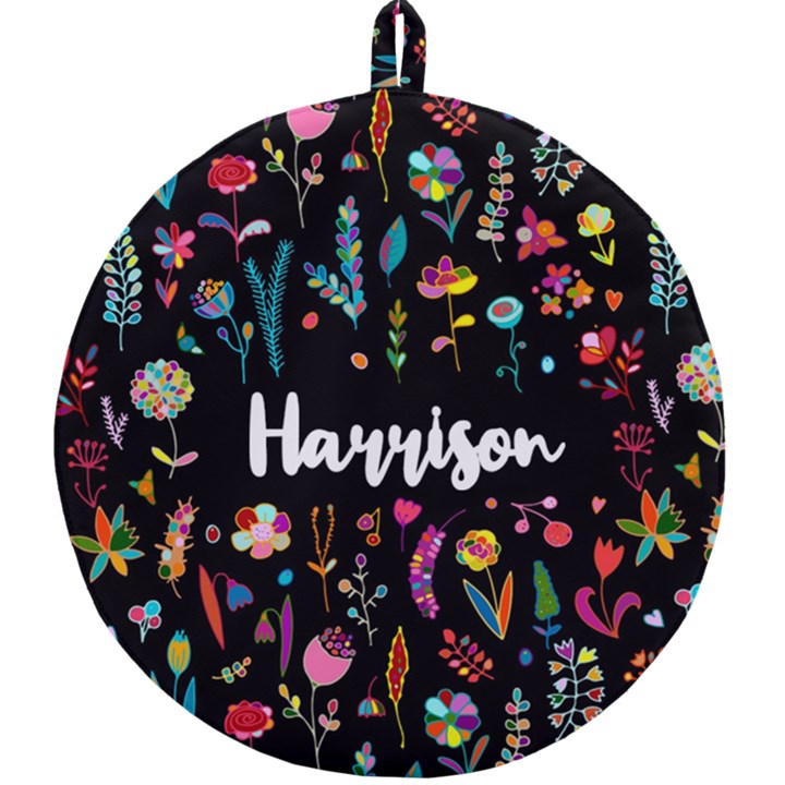 Personalized Floral Pattern Name Round Trivet Round Trivet