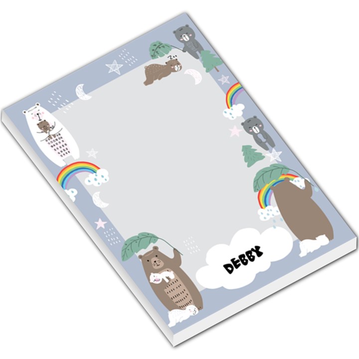 Personalized Rainy Day with Bear illustration Any Text Name Large Memo Pad Large Memo Pads