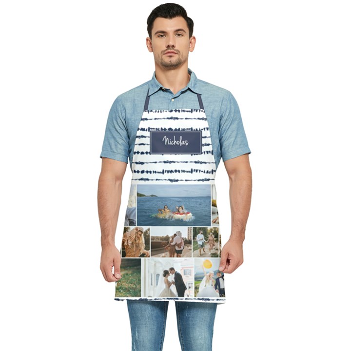 Personalized Stripes Pattern Photo Kitchen Apron Kitchen Apron