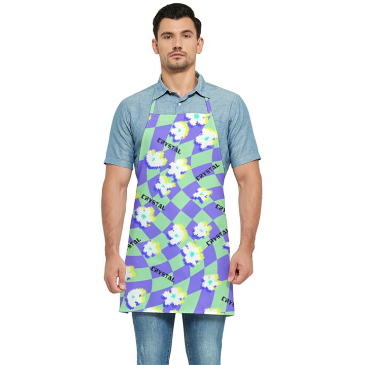 Personalized Y2K Flower Checked Name Kitchen Apron Kitchen Apron