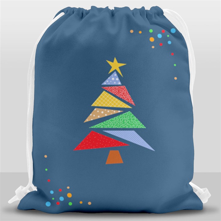 Personalized Any Text Xmas Tree Drawstring Bag Drawstring Bag (Large)