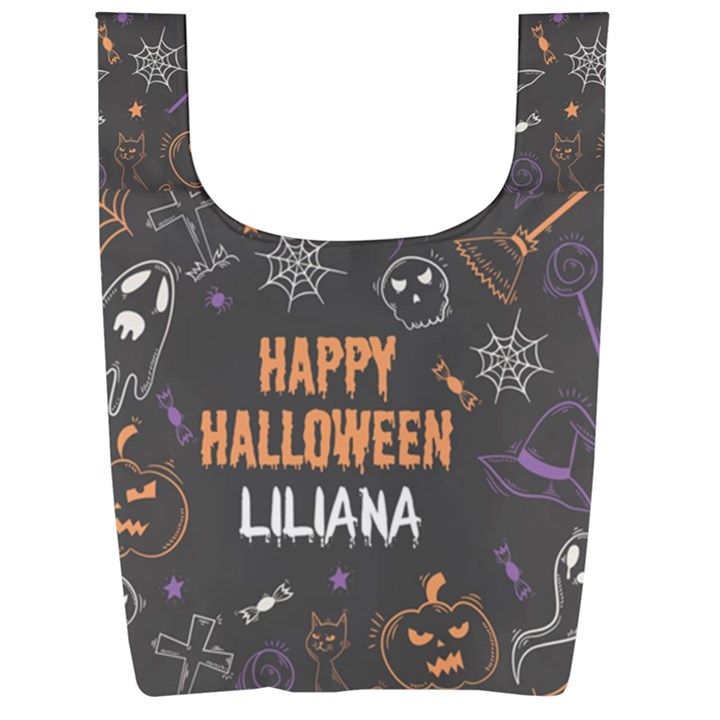 Personalized Halloween Name Any Text Foldable Shopping Bag Foldable Shopping Bag