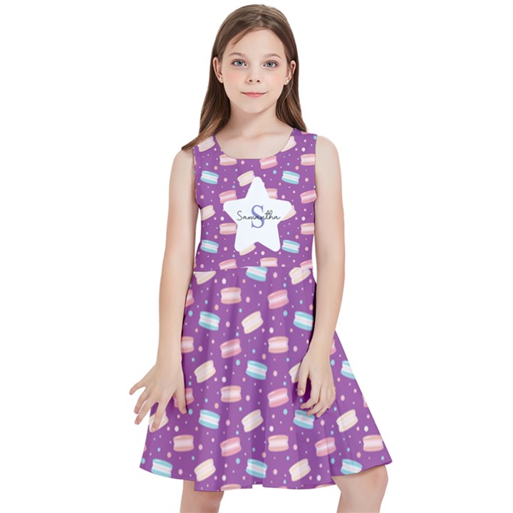 Personalized Name Macarons Pattern Kids  Skater Dress Kids  Skater Dress