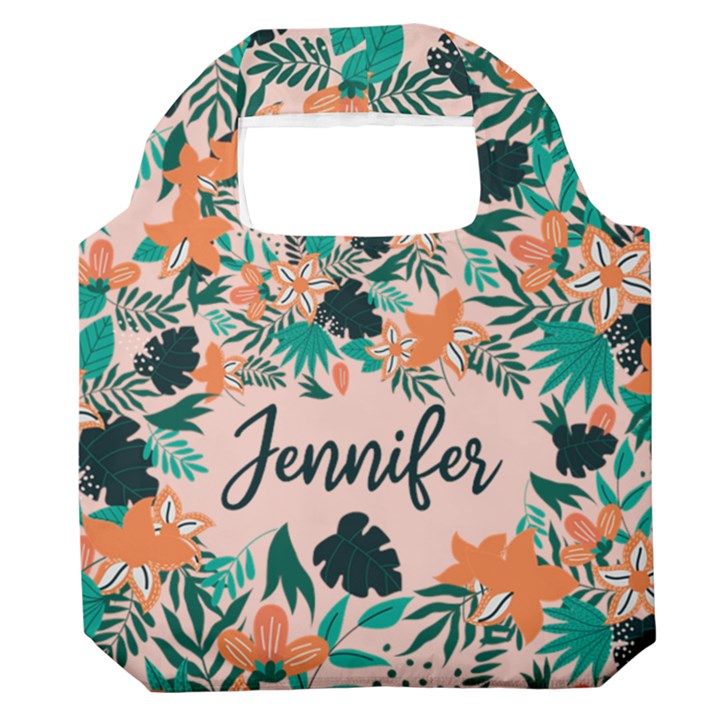 Personalized Tropical Summer Name Any Text Premium Foldable Grocery Recycle Bag Premium Foldable Grocery Recycle Bag