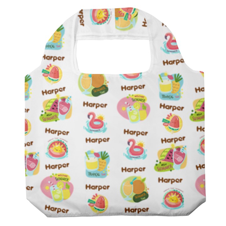Personalized Tropical Summer Name Any Text Premium Foldable Grocery Recycle Bag Premium Foldable Grocery Recycle Bag