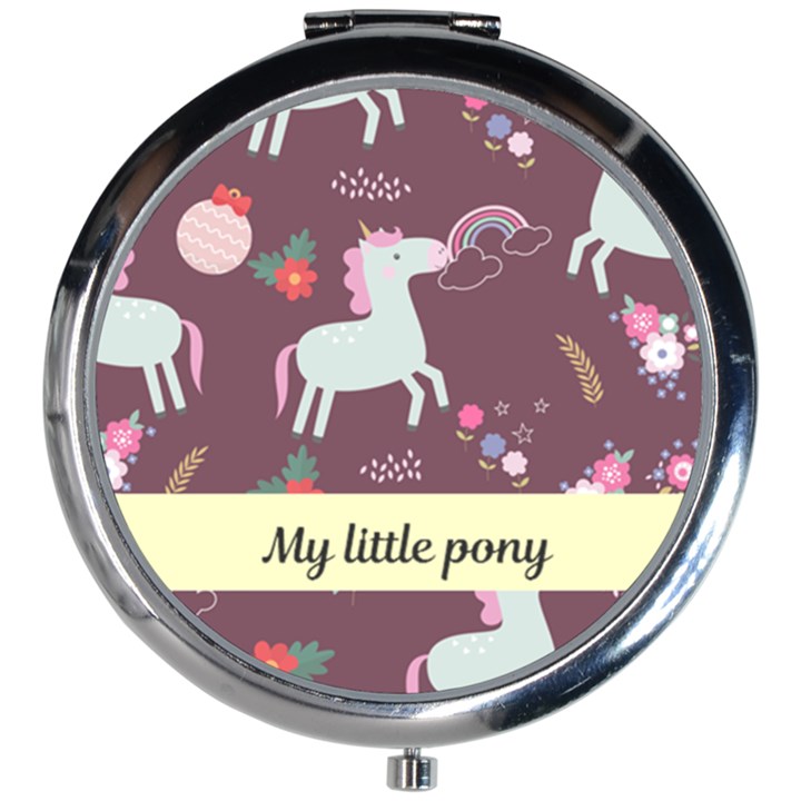 Cartoon Unicorn Mini Round Mirror