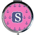 Anchor Pattern Initial Mini Round Mirror View1