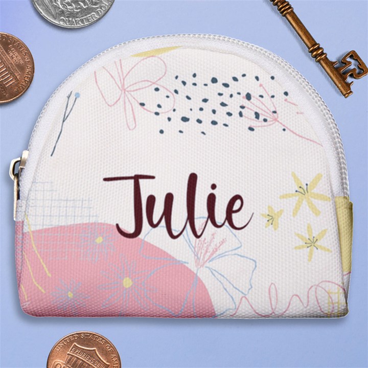 Personalized Hand Drawn Floral Name Any Text Horseshoe Style Canvas Pouch