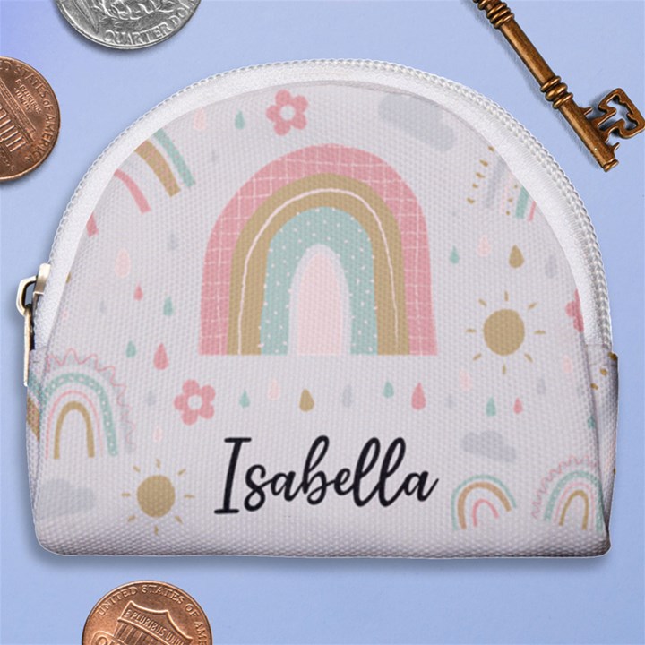 Personalized Rainbow Name Any Text Horseshoe Style Canvas Pouch