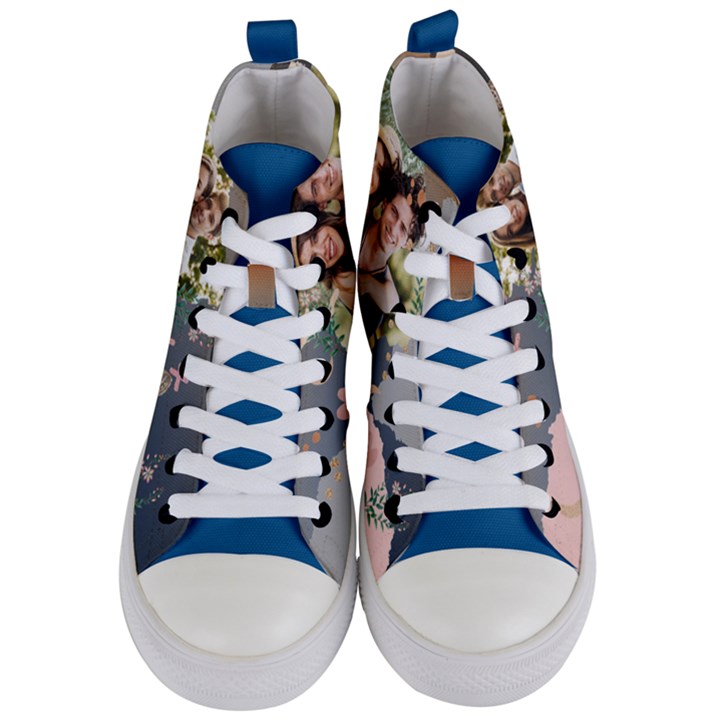Personalized Couple Collage Style Photo Women s Mid-Top Canvas Sneakers