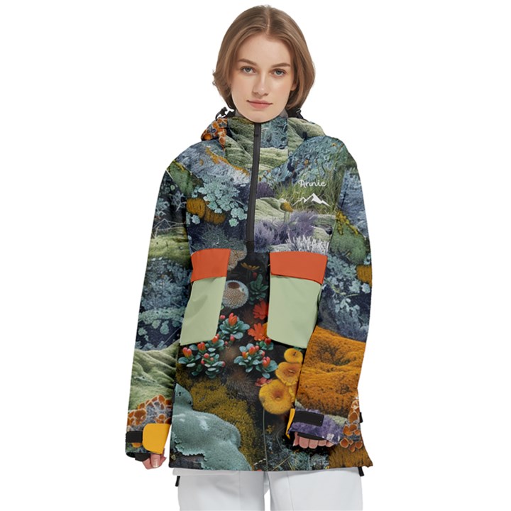 Personalized Beautiful Plants Logo Any Text Name Women s Pullover Zip Ski and Snowboard Waterproof Breathable Jacket