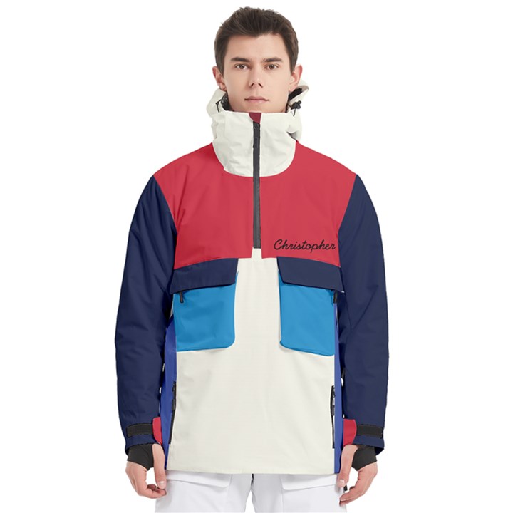Personalized Mix Color Any Text Name Men s Pullover Zip Ski and Snowboard Waterproof Breathable Jacket