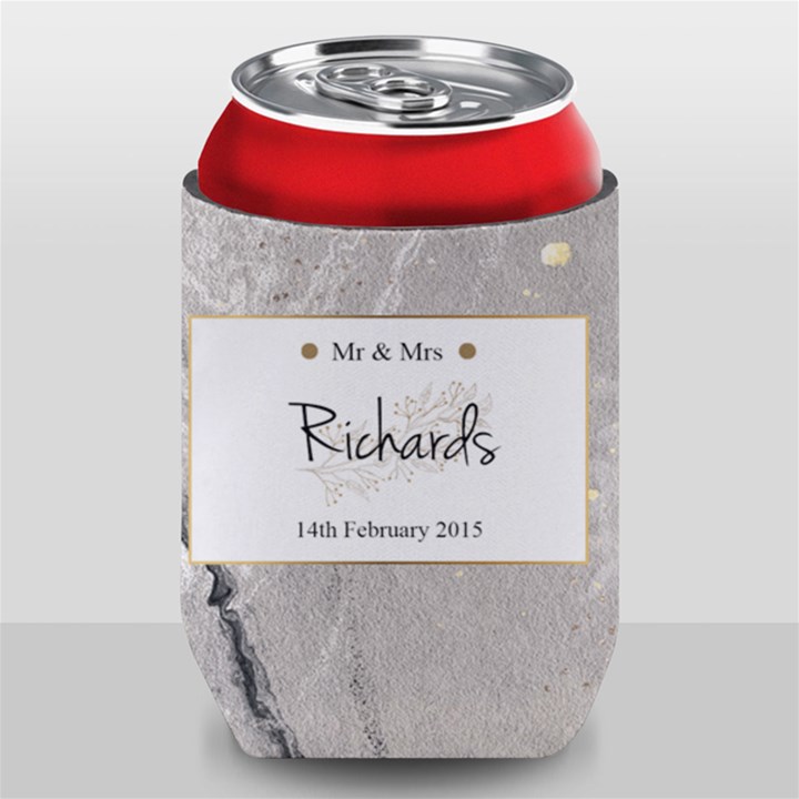 Personalized Marble Frame Wedding Family Name Can Cooler