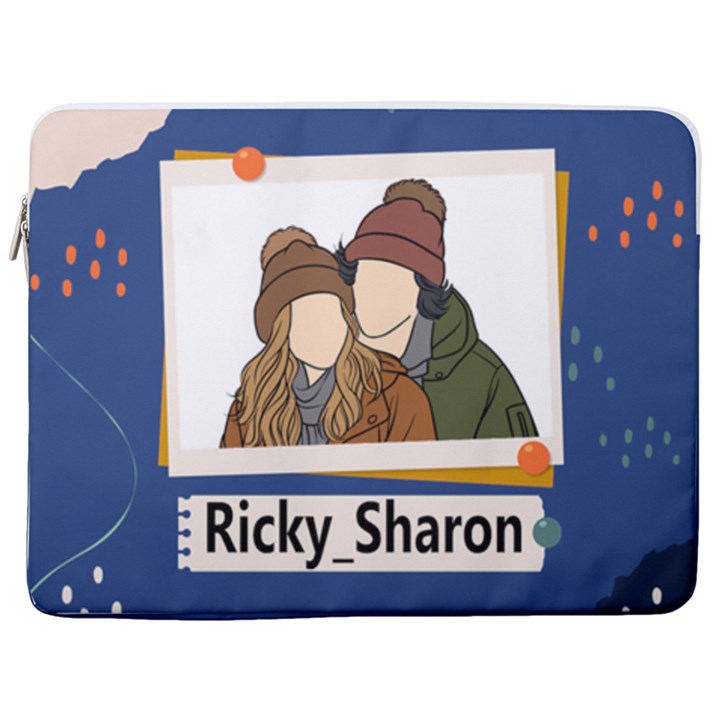 Personalized Photo Illustration Lover Name Laptop Sleeve Case with Pocket 17  Vertical Laptop Sleeve Case With Pocket