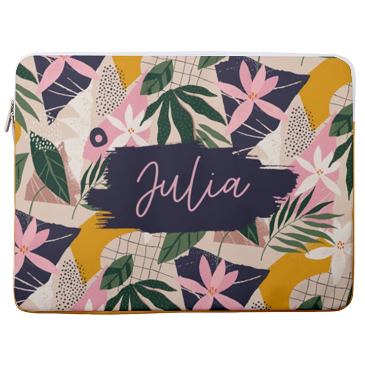 Personalized Tropical Name Laptop Sleeve Case with Pocket 17  Vertical Laptop Sleeve Case With Pocket