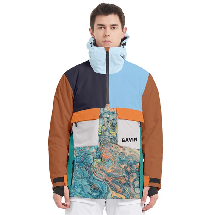 Custom Mix Color Any Text Name Men s Pullover Zip Ski and Snowboard Waterproof Breathable Jacket