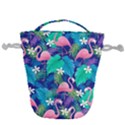 Custom Name Flamingo Leaf Drawstring Bucket Bag View2