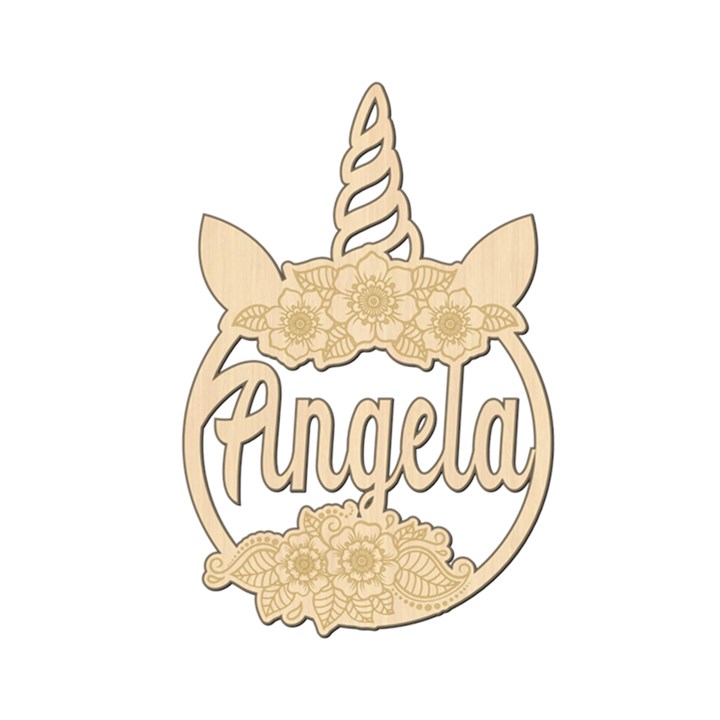 Personalized Big Name Unicorn Wood Ornament