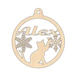Personalized Big Name Cat Stand Up Wood Ornament Front