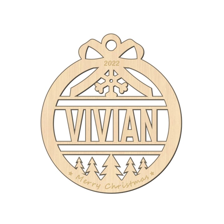 Personalized Small Ribbon/Tree Xmas Bubble Wood Ornament