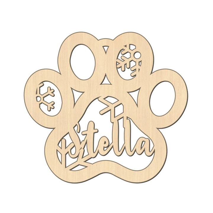Personalized Half Snowflake Paw Prints Wood Ornament