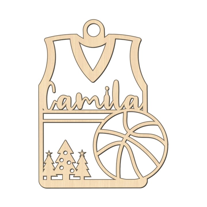 Personalized Basketball Top Christmas Wood Ornament
