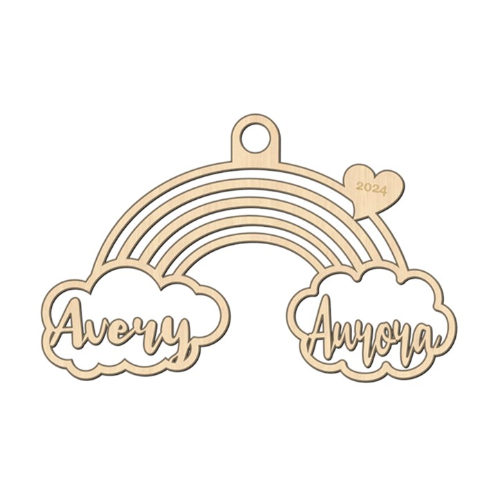Personalized Rainbow Twins Wood Ornament
