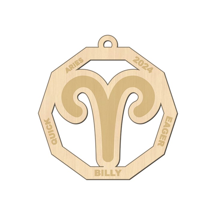 Personalized Zodiac Sign Aries Wood Ornament