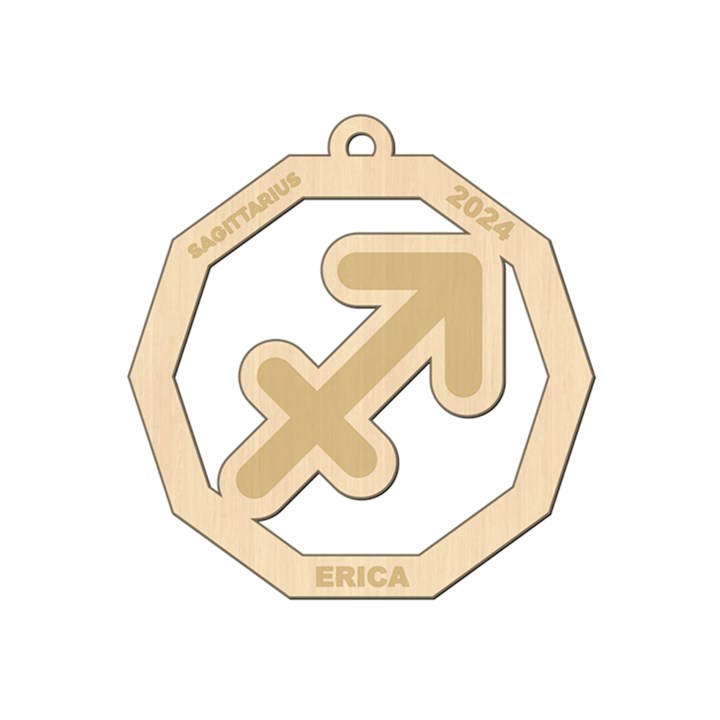 Personalized Zodiac Sign Sagittarius Wood Ornament
