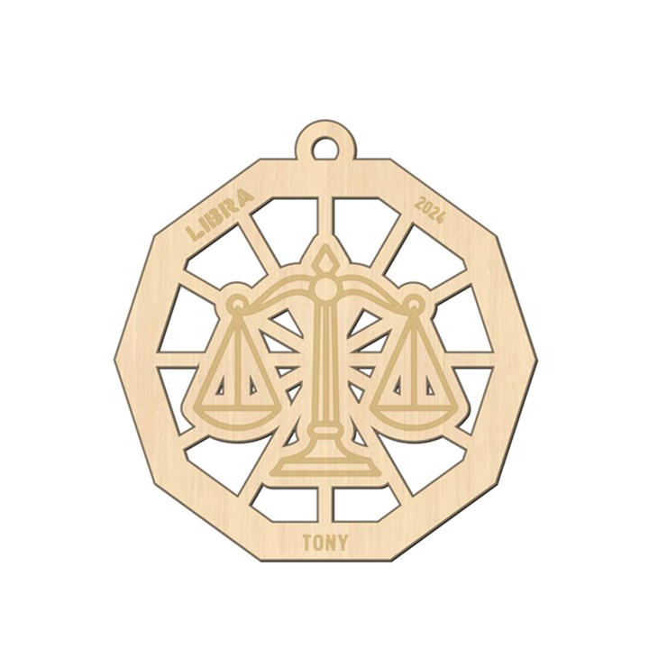 Personalized Zodiac Symbols Libra Wood Ornament