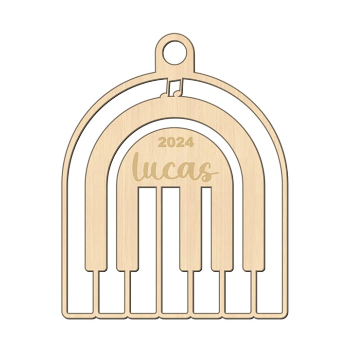 Personalized Musical Piano Rainbow Wood Ornament