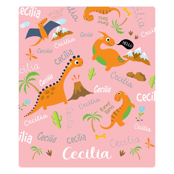Personalized Baby Dinosaur Blanket Two Sides Premium Plush Fleece Blanket (Kids Size)